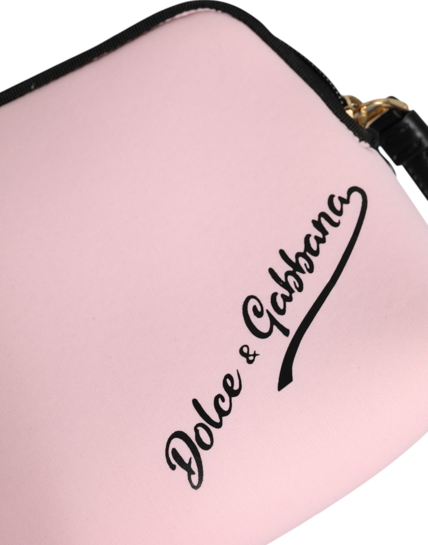 Dolce & Gabbana Pink Solid Nylon DG Logo Print Clutch Zip Borse Pouch Bag