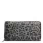 Dolce & Gabbana Black Gray Leopard Leather Zip Around Continental Wallet