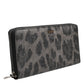 Dolce & Gabbana Black Gray Leopard Leather Zip Around Continental Wallet
