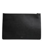 Dolce & Gabbana Black Leather Golden Pig Print Men Clutch Pouch Borse Bag