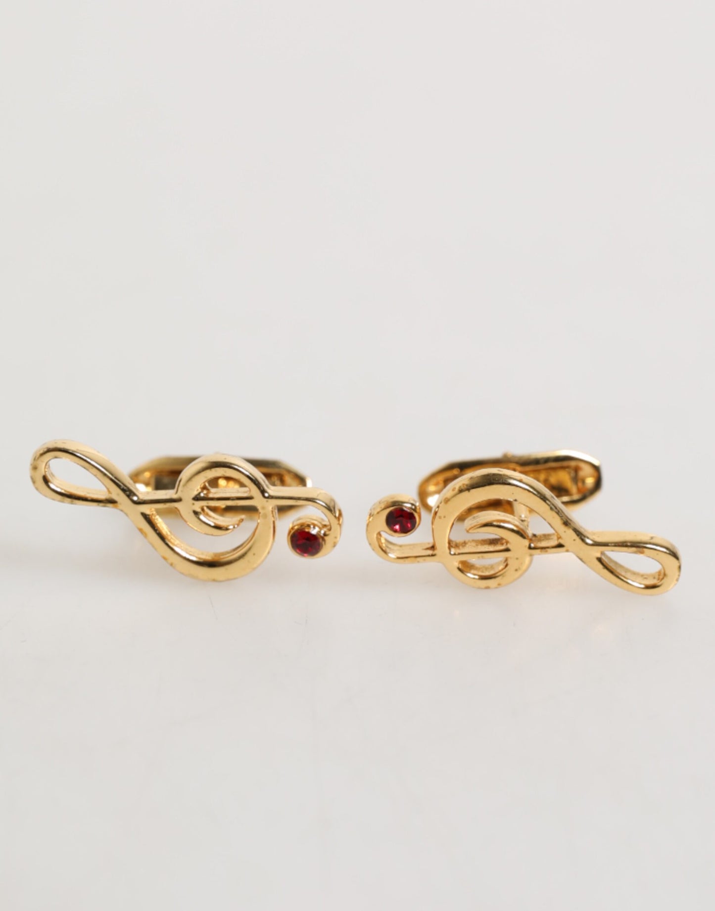 Dolce & Gabbana Gold Musical Note Metal Brass Pin Men Accessory Cufflinks
