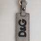 Dolce & Gabbana Gray Leather Logo Metal Ring Keychain Holder Men Keyring