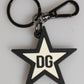 Dolce & Gabbana White Black DG Logo Star Rubber Men's Keychain Keyring