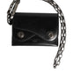 Dolce & Gabbana Black Cavallo Leather Wallet Chain Snap Bifold Card Holder
