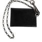 Dolce & Gabbana Black Cavallo Leather Wallet Chain Snap Bifold Card Holder