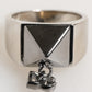Dolce & Gabbana Silver Tone Pyramid DG Logo Real Brass Ring