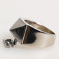 Dolce & Gabbana Silver Tone Pyramid DG Logo Real Brass Ring