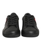 Dolce & Gabbana Black Leather Crystal Heart Sneakers  Shoes