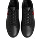 Dolce & Gabbana Black Leather Crystal Heart Sneakers  Shoes