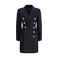 Balmain Black Fleece Wool Coat