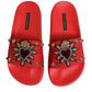 Dolce & Gabbana Red Sacred Heart Stud Slides Beachwear Shoes